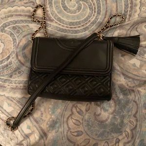 TORY BURCH LEATHER CROSSBODY BAG BLACK